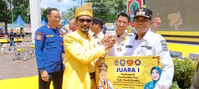 
 Pos Linmas Desa Pandan Sari Karang Bintang Binaan Satpol PP dan Damkar Tanbu, Juara SeKalsel