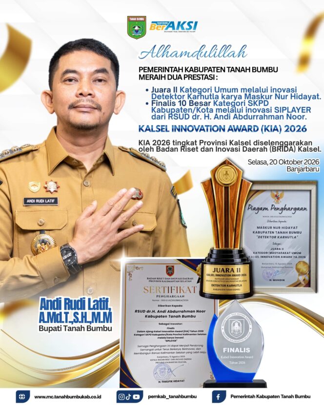 
 Detektor Karhutla Tanah Bumbu Raih Juara II Kalsel Innovation Award 2026, SIPLAYER Masuk 10 Besar